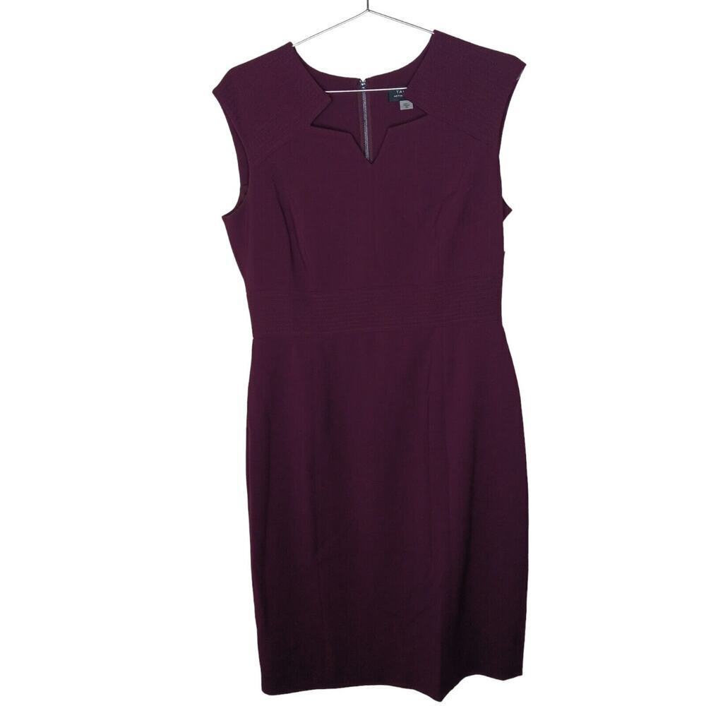 NWT Tahari Womens Sheath Dress in Black Cherry Size 10 Sleeveless Purple - Picture 2 of 9
